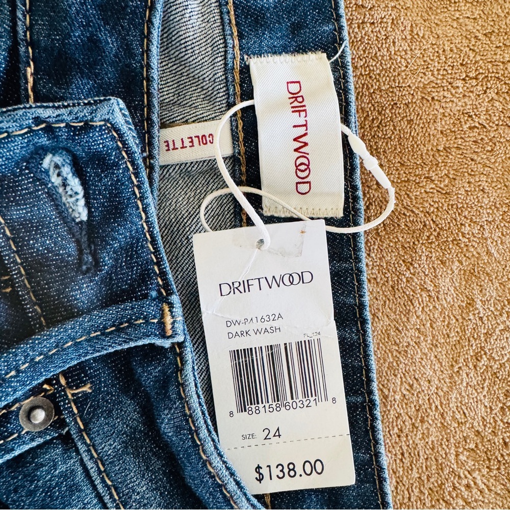 NWT ANTHROPOLOGIE DRIFTWOOD COLETTE EMBROIDERED Cropped CUFFED JEANS SIZE 24 - Picture 11 of 11